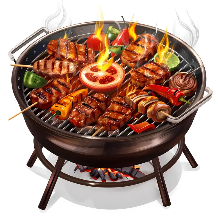 Barbecue Grill with Food