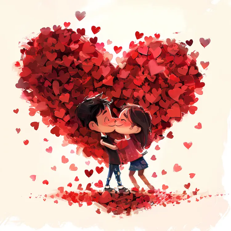 Couple Kissing in Front of Heart