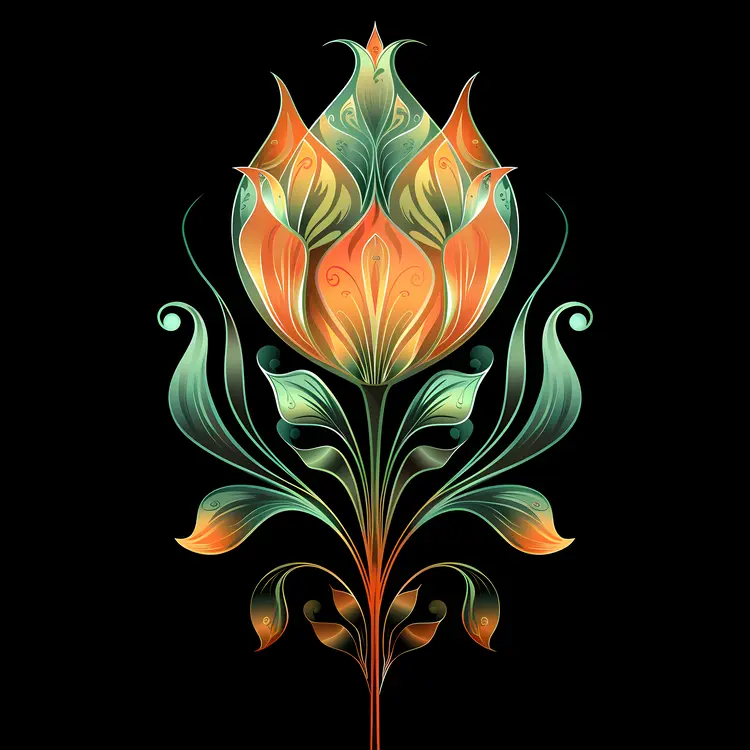 Ornate Orange and Green Flower