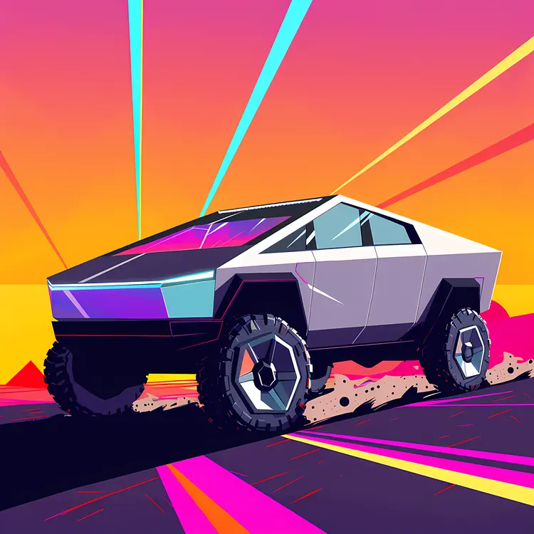 Futuristic Electric Truck with Vibrant Background