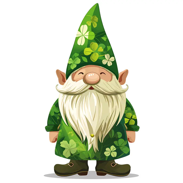 Green Gnome with Shamrock Pattern