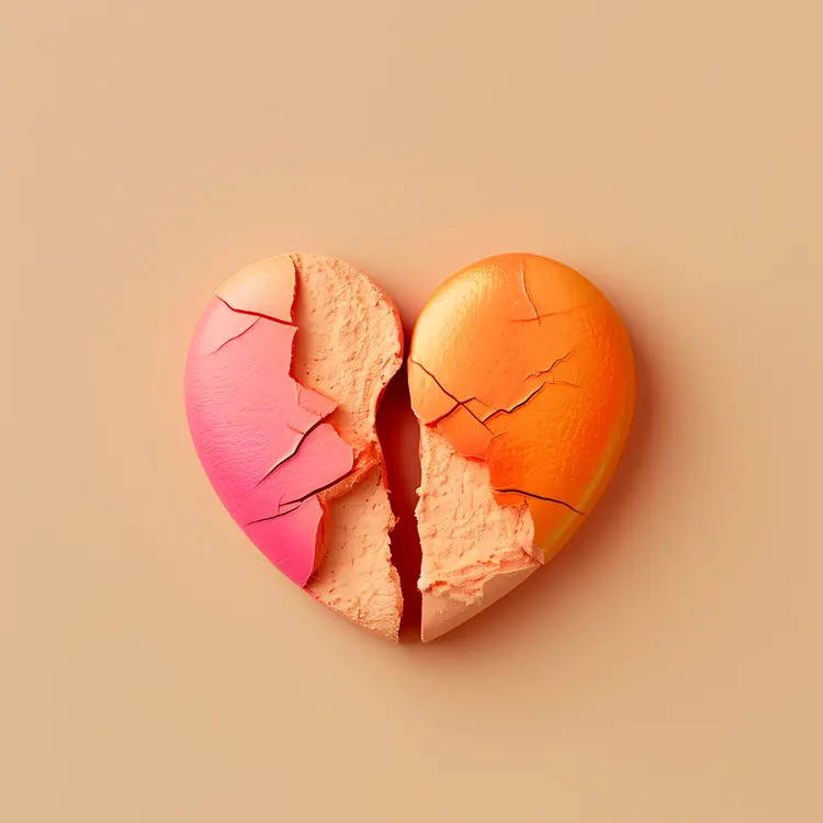 Orange Cracked Heart Illustration