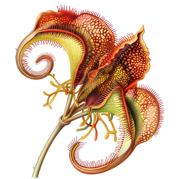 Red and Green Carnivorous Plant Illustration
