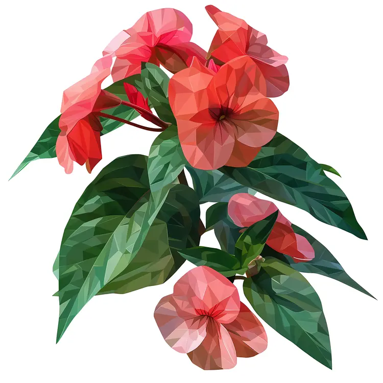 Red Flowers with Green Leaves