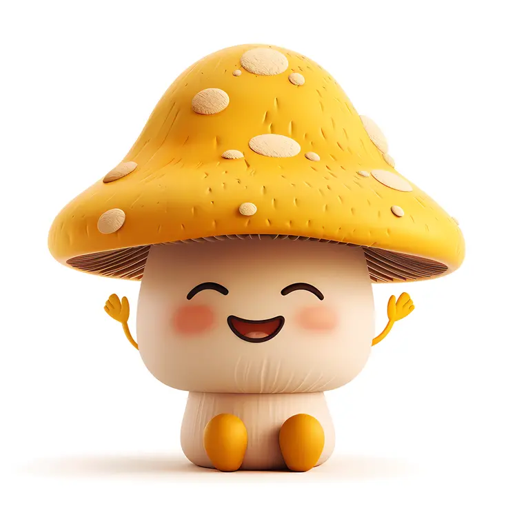 Cute Yellow Mushroom Cartoon Character