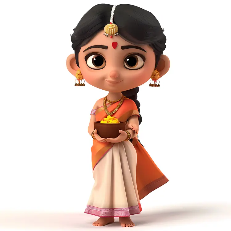Traditional Girl with Offering