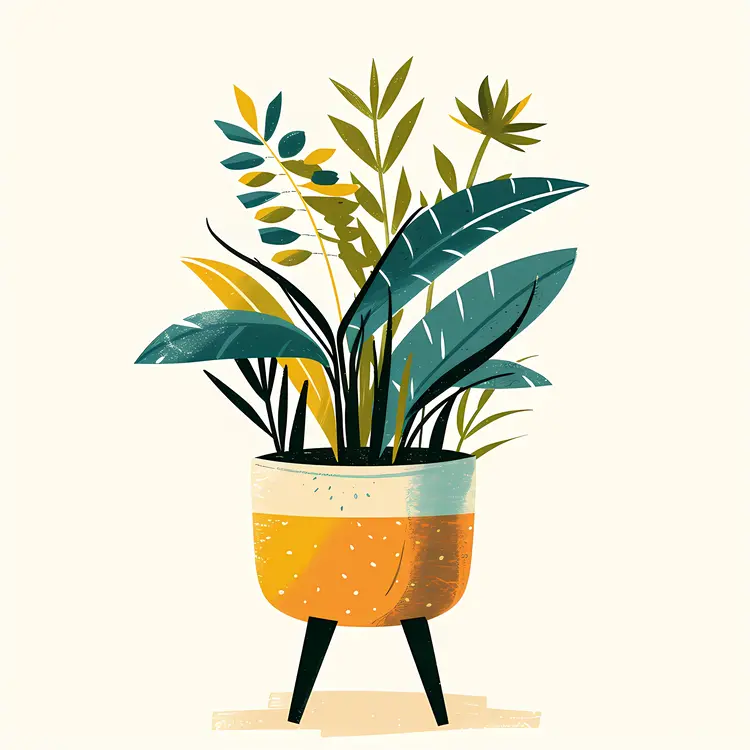 Green and Yellow Leaves in Yellow Pot