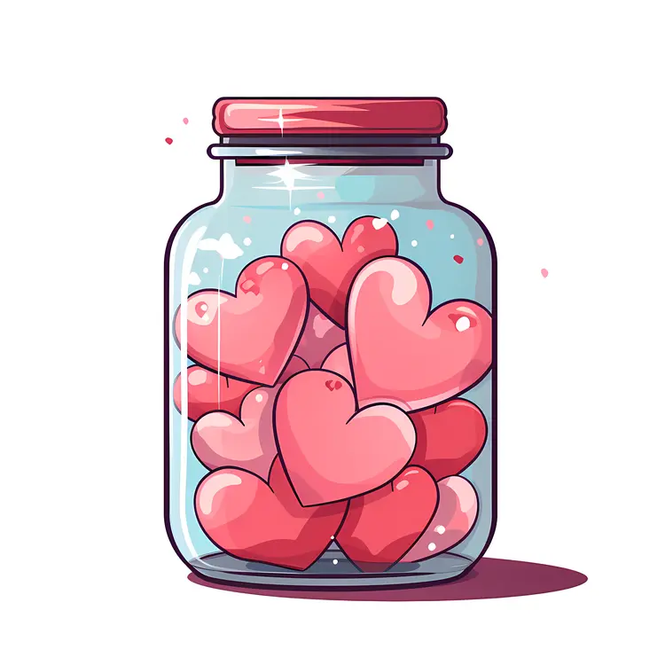 Glass Jar with Pink Hearts