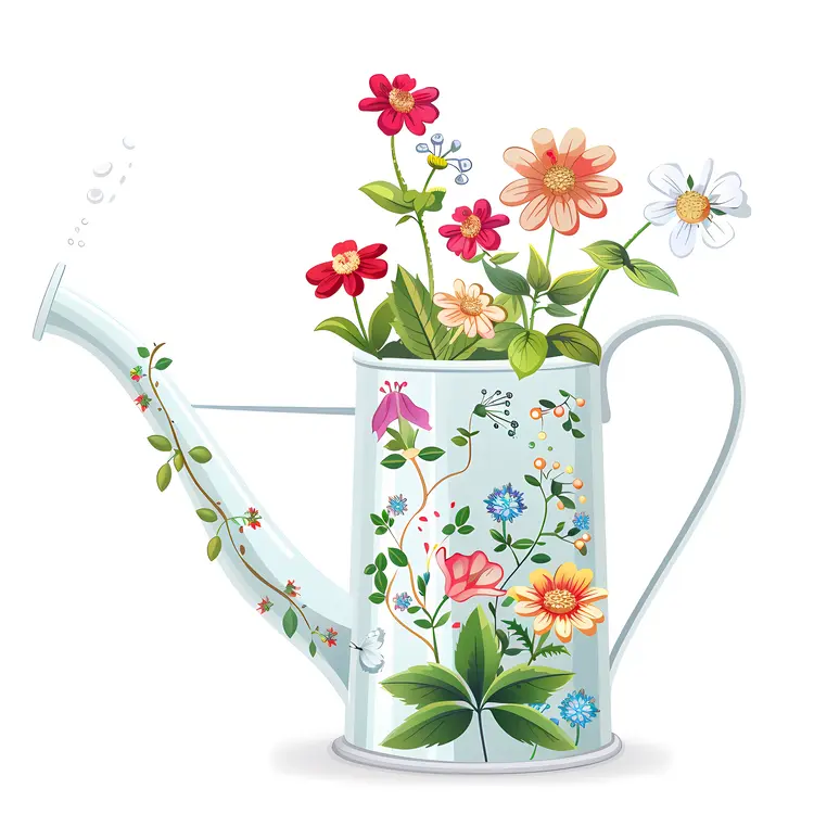 Floral Watering Can with Flowers