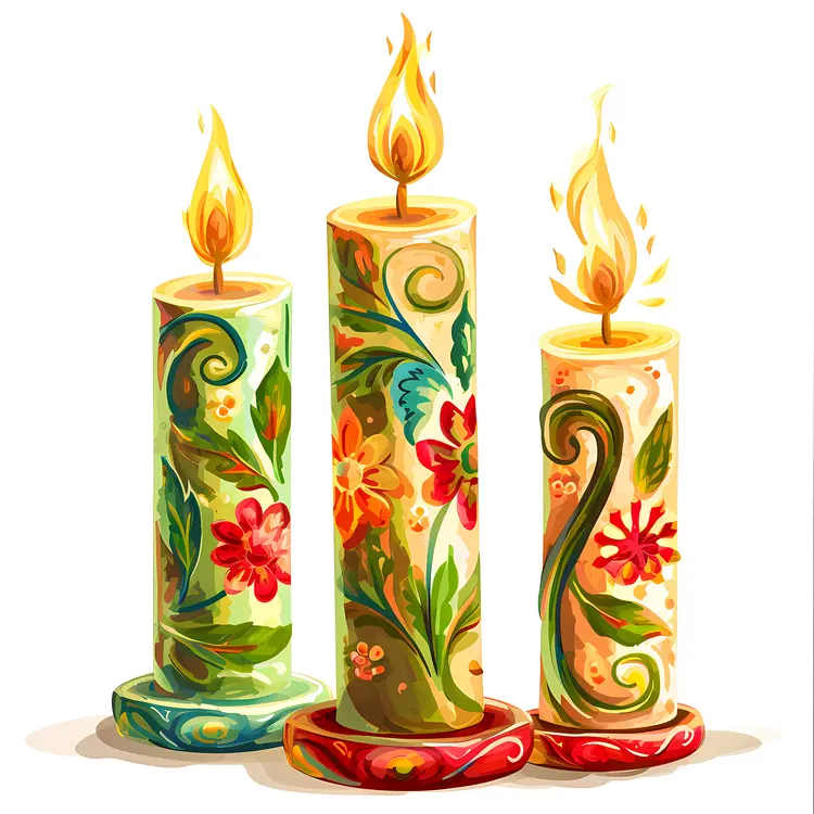 Beautiful Decorative Candles with Floral Patterns
