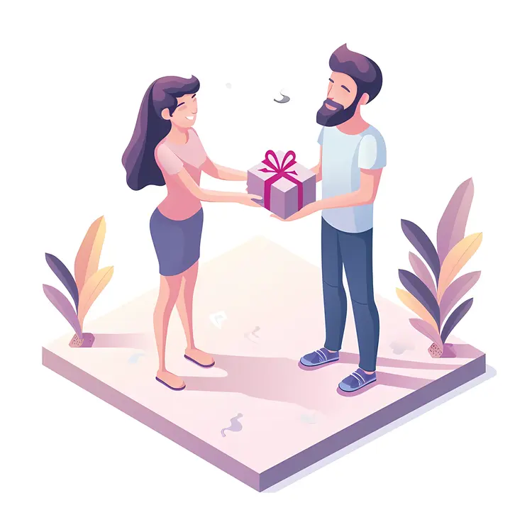 Couple Exchanging a Gift