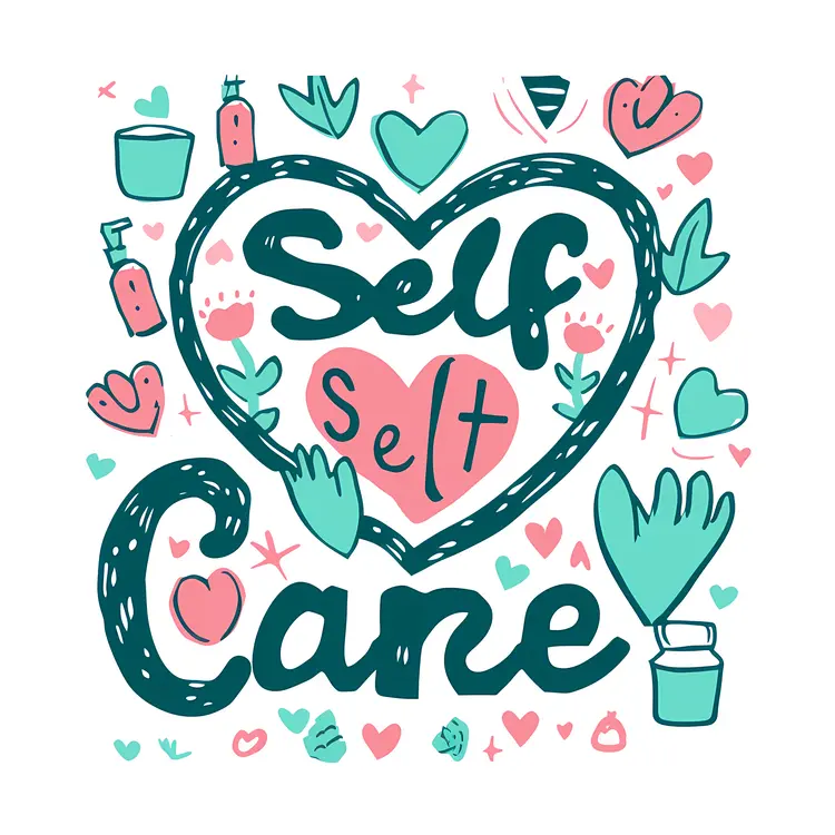 Self Care Heart Illustration with Hand-drawn Elements