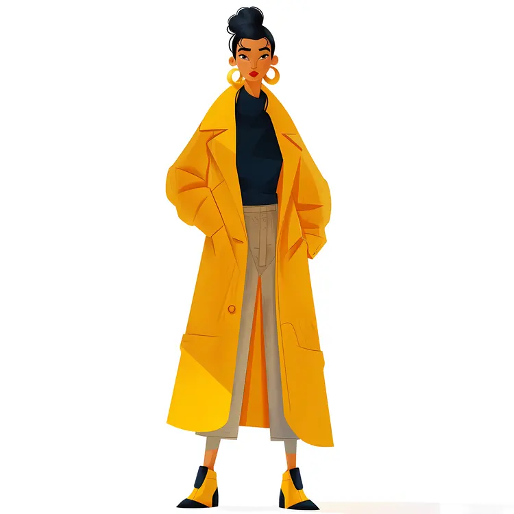 Fashionable Yellow Coat Illustration