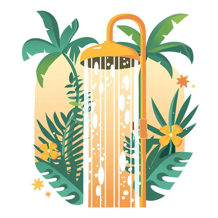 Tropical Shower with Greenery and Eco-friendly Design