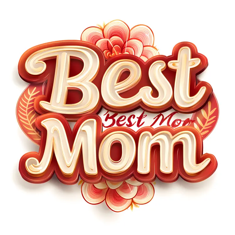 Red Floral Best Mom Text