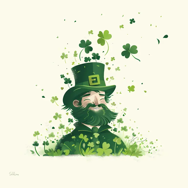 Leprechaun with Shamrocks
