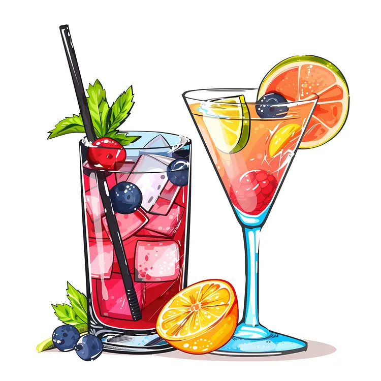 Cocktails with Berries and Citrus