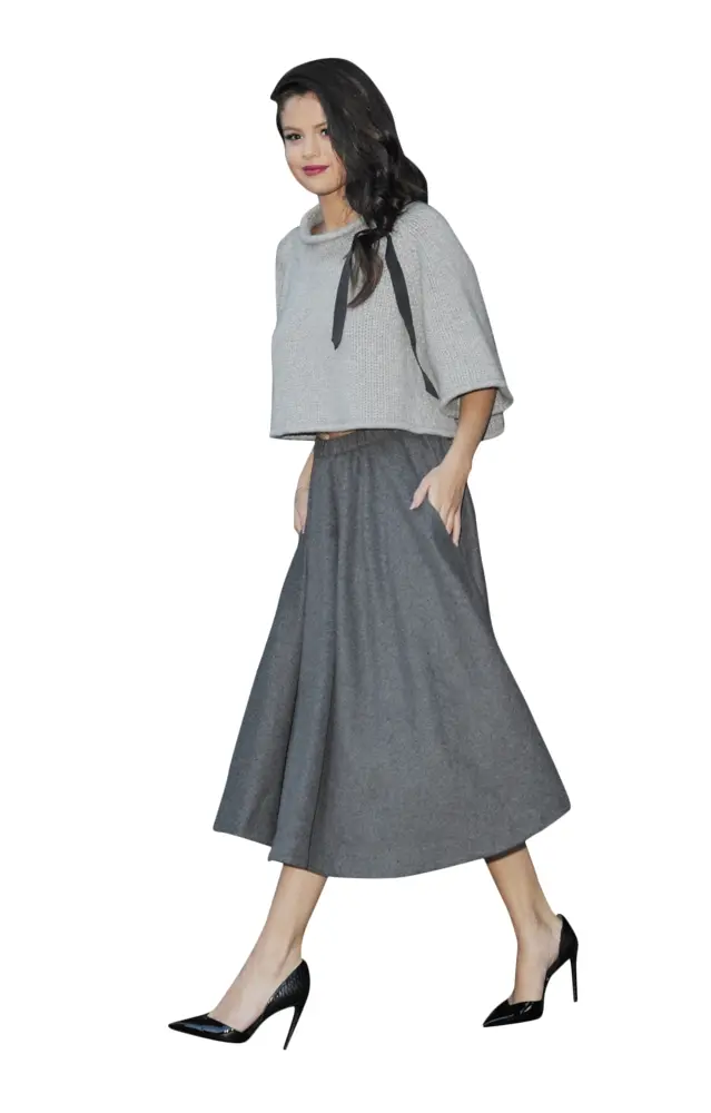 Elegant Woman in Gray Outfit