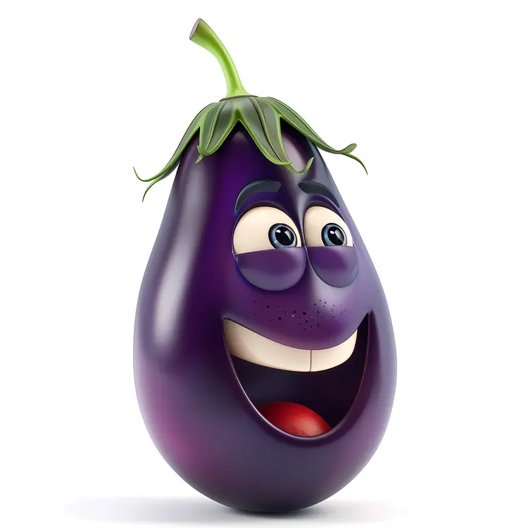 Smiling Cartoon Eggplant
