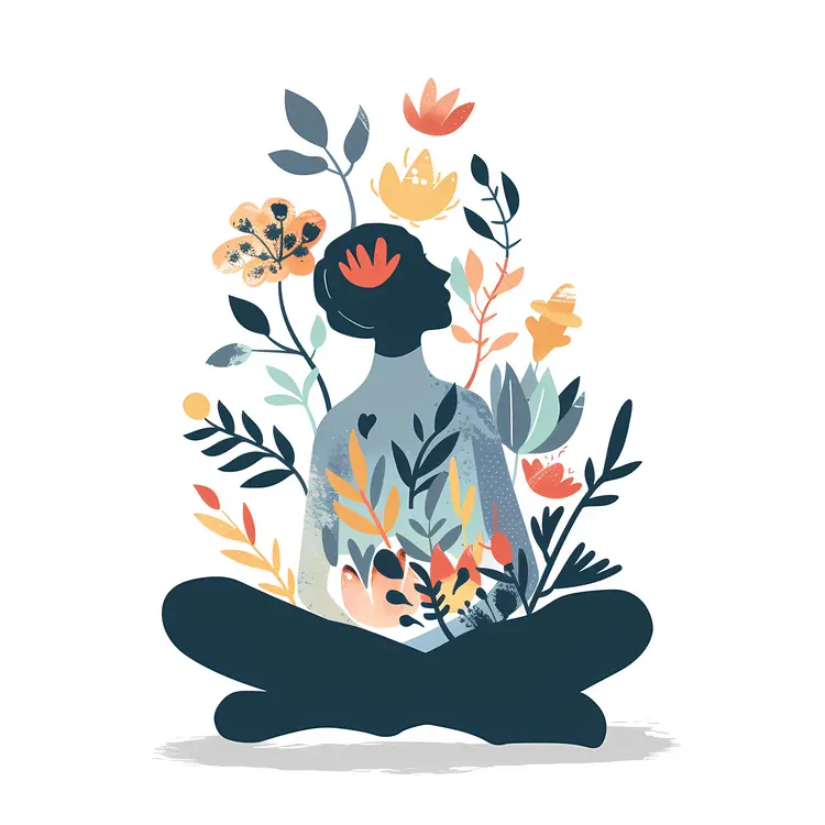Meditative Silhouette with Flowers