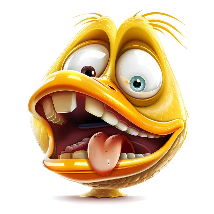Silly Yellow Cartoon Duck with Tongue Out