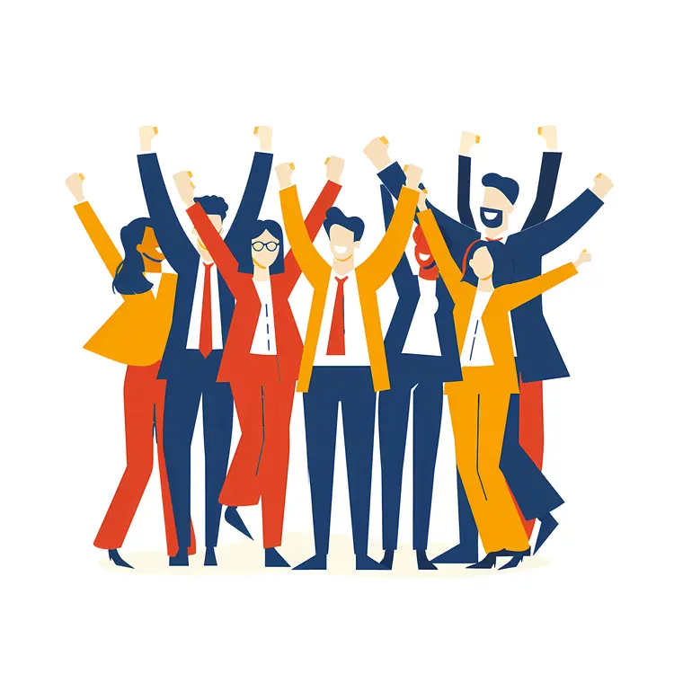 Cheering Business Team Illustration