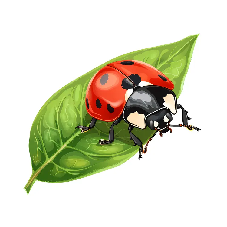 Ladybug on Green Leaf
