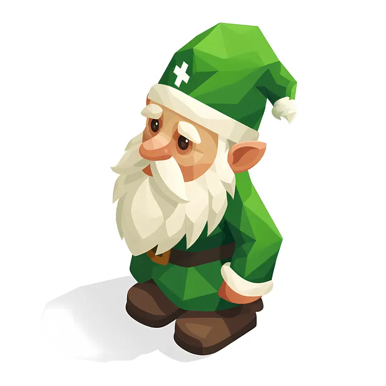 Polygonal Green Gnome with Cross