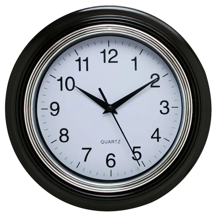 Black Wall Clock with White Face