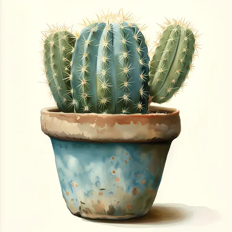 Clustered Cactus in Rustic Pot