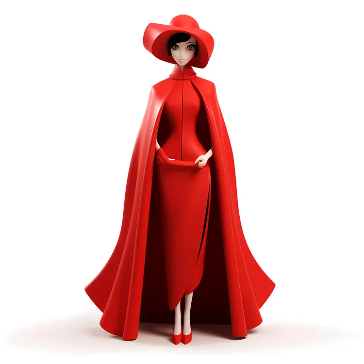 Stylish Woman in Red Cape