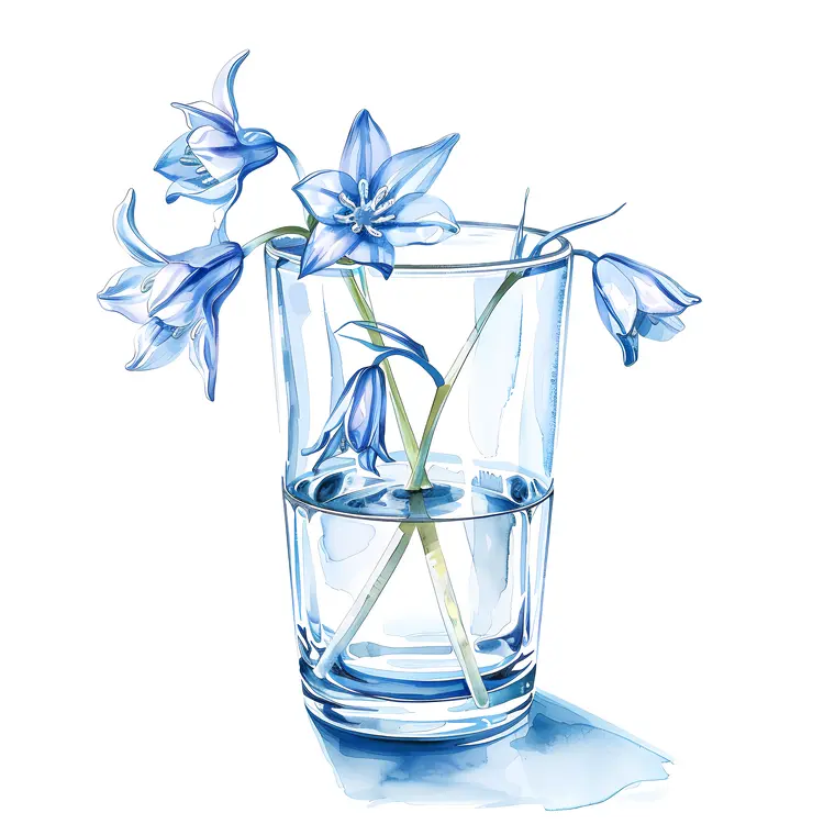 Blue Flowers in Glass