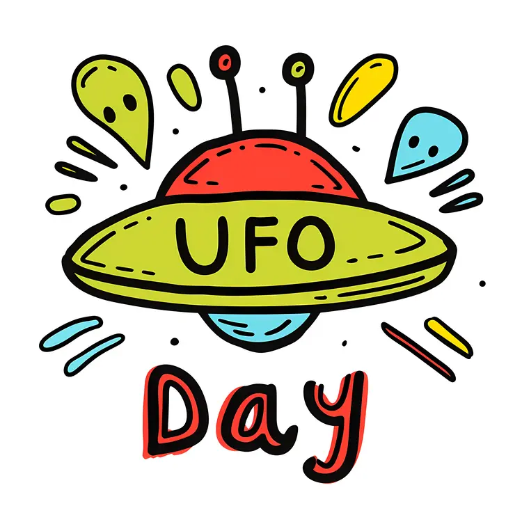 Colorful UFO Illustration for UFO Day