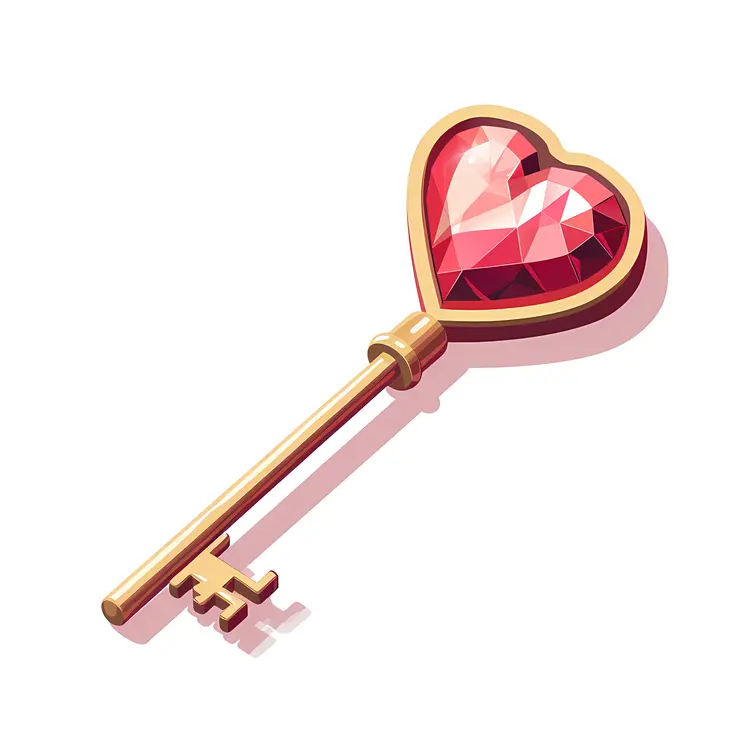 Red Gem Heart Key Illustration