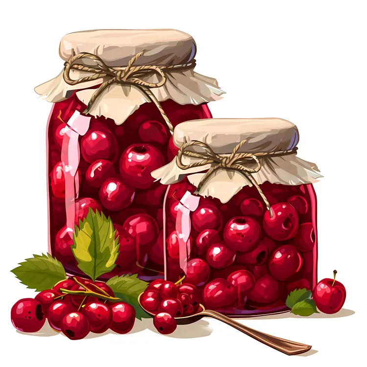 Cherry Jam in Jars