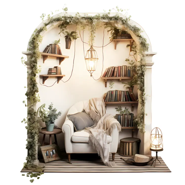 Elegant Reading Nook with Ivy Decor