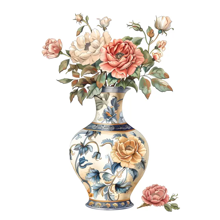 Vintage Roses in Decorative Vase
