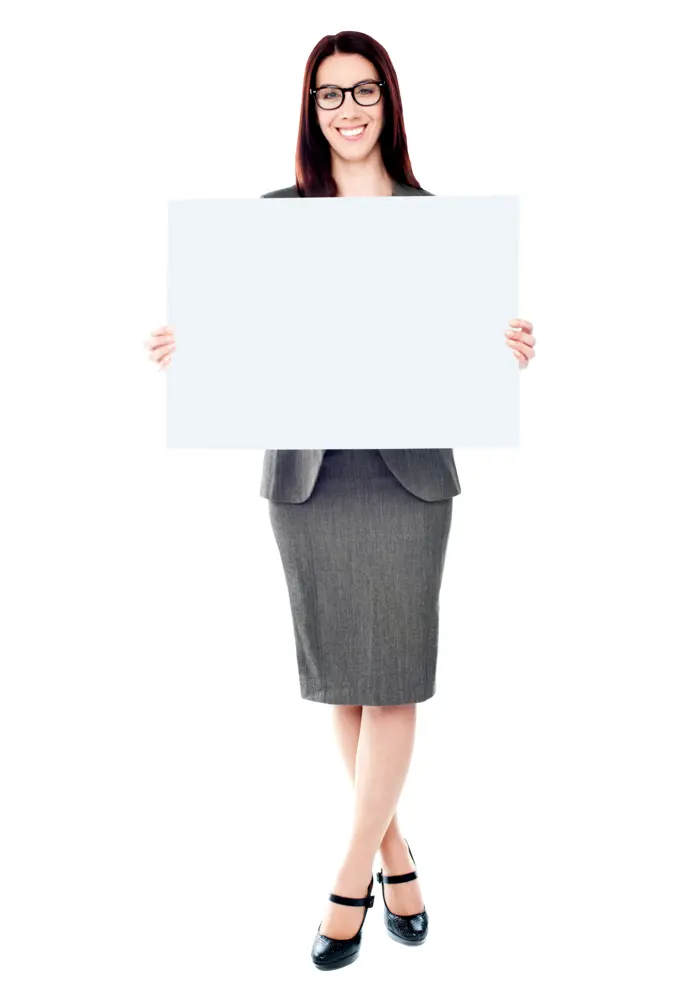 Businesswoman Holding Blank Sign