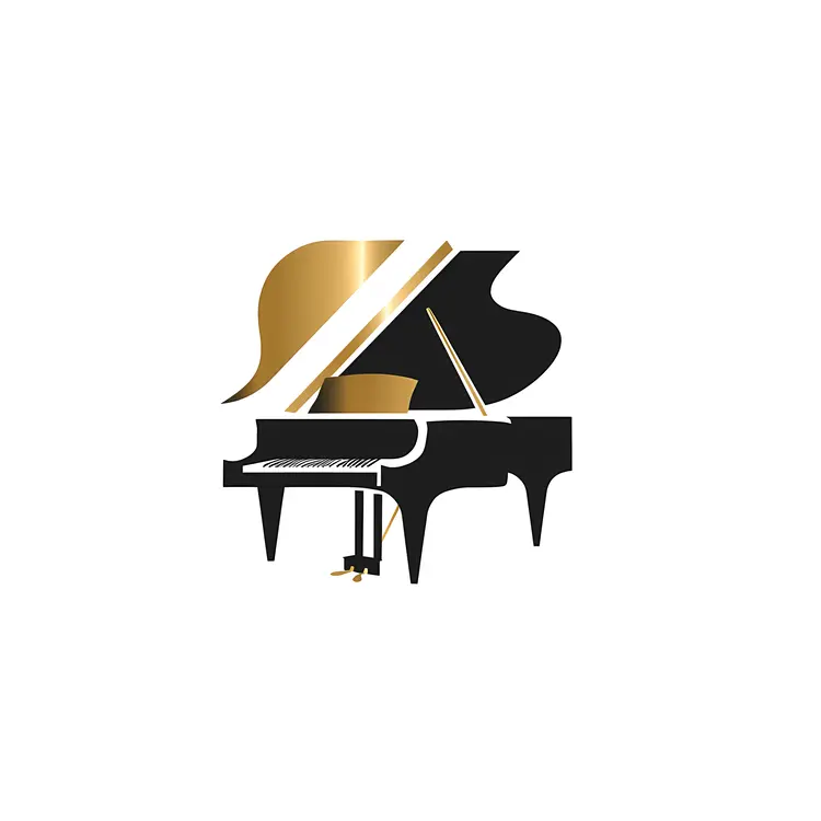 Luxurious Black and Gold Piano Illustration