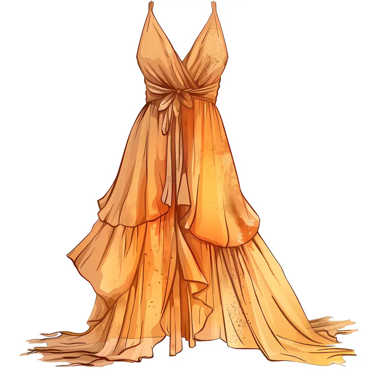 Elegant Orange Gown for Evening Wear