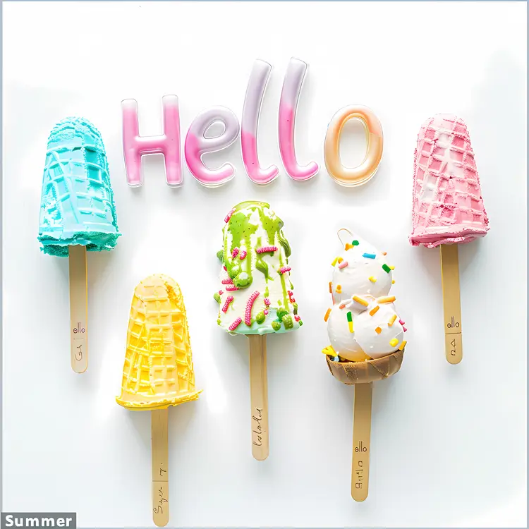 Colorful Summer Ice Cream Popsicles