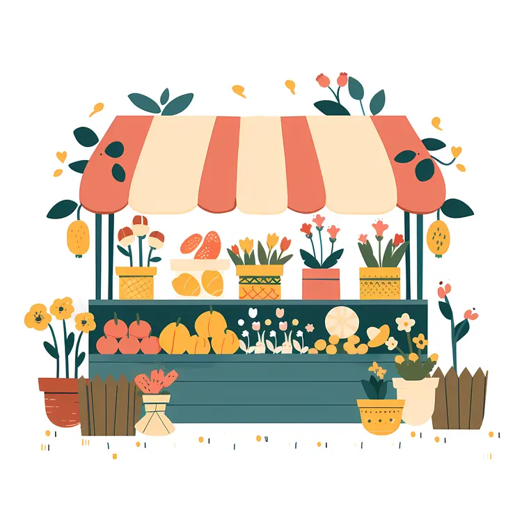 Minimalist Flower Stall Illustration