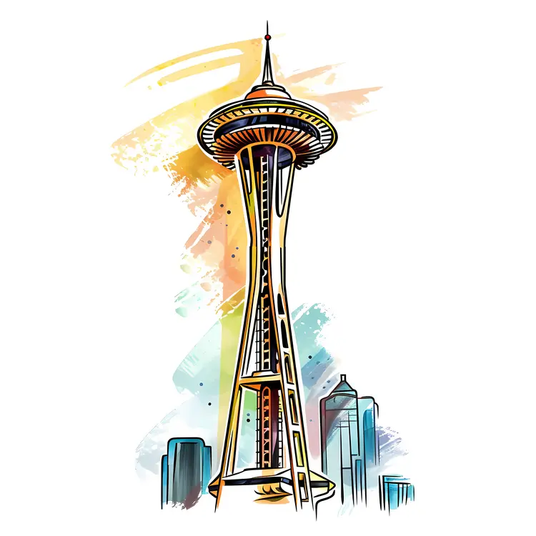 Colorful Space Needle Illustration
