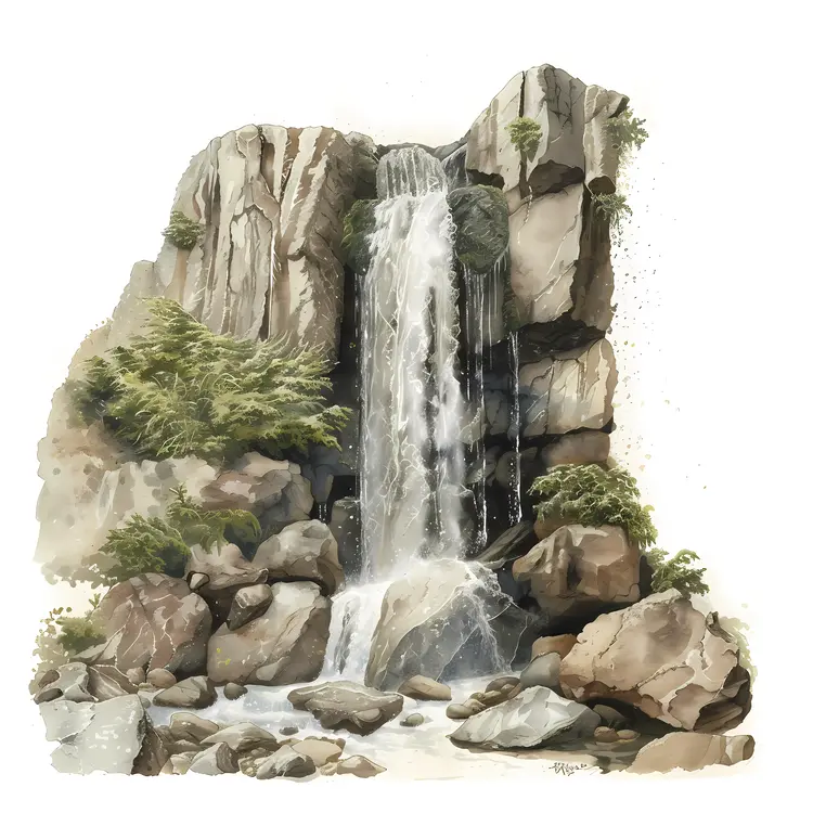 Realistic Waterfall with Cliff