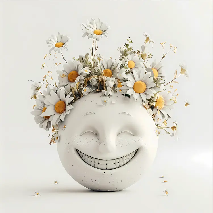 Smiling Face with Daisy Flowers