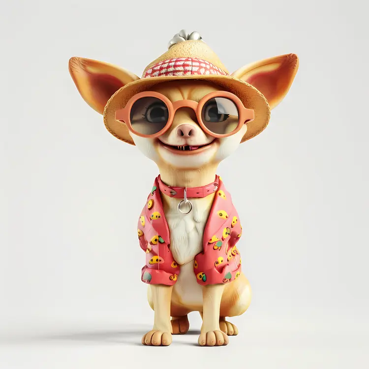Cute Dog in Summer Outfit