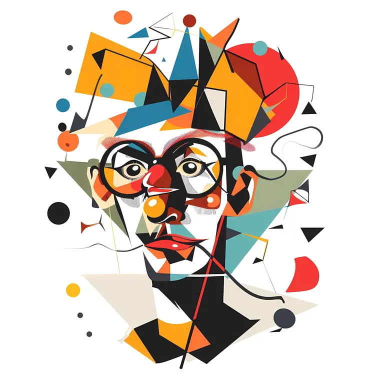 Abstract Geometric Clown Face