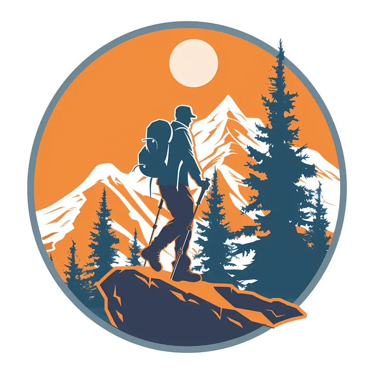 Hiker in Mountain Scenery