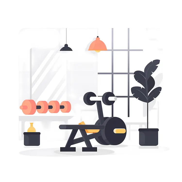 Fitness Center Equipment Illustration
