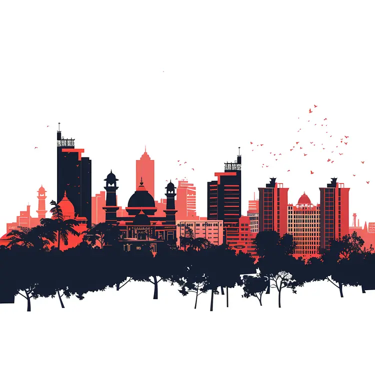 Sunset Skyline with Trees